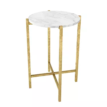 Golden Marble French Side Table 3D model image 1 