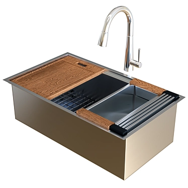 Ruvati Single Bowl Sink: Stylish and Durable 3D model image 1 