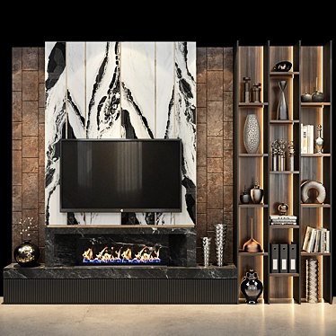 Sleek TV Stand with Shelves 3D model image 1 