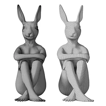 Sleek Gangster Hare Statue 3D model image 1 