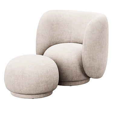 Ferm Living Rico Lounge Chair and Ottoman 3D model image 1 