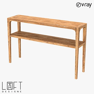 Rustic Pine Console Table 3D model image 1 