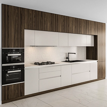Modern Wood and White Kitchen 3D model image 1 