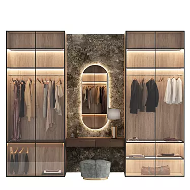 Modern Glass-Door Modular Closet 3D model image 1 