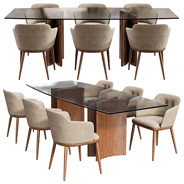 Elegant Porada Alan Botte Table with Celine Chairs 3D model image 1 