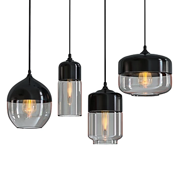 Sleek Nordic Glass Pendant Light 3D model image 1 