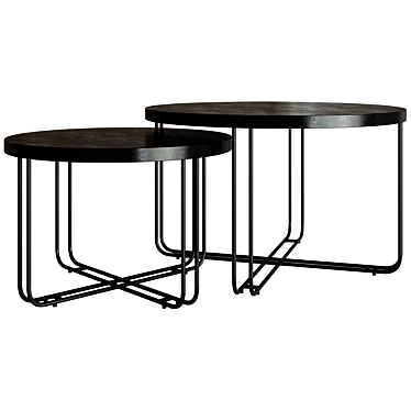 Industrial Chic Coffee Table Set 3D model image 1 