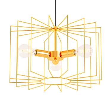 Golden Wire Cage Chandelier 3D model image 1 