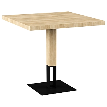  Industrial Loft Oak & Metal Table 3D model image 1 