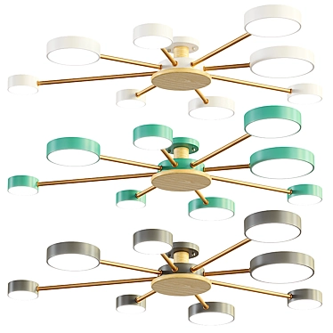 Elegant TIDEN Chandelier: Brass, Gold, Wood 3D model image 1 