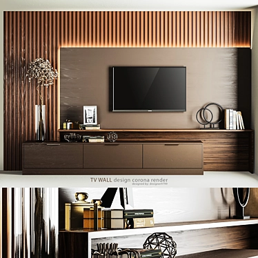 Sleek TV Wall Design 3D model image 1 