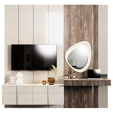 Unique Title: Modern Wall-Mounted TV Unit 3D model image 1 