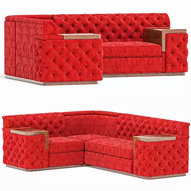 Stylish Red Corner Sofa 3D model image 1 