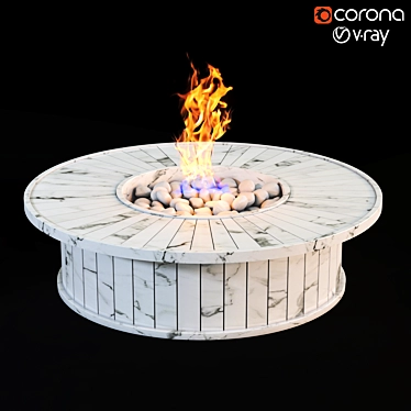 Elegant Stone Fireplace Set 3D model image 1 