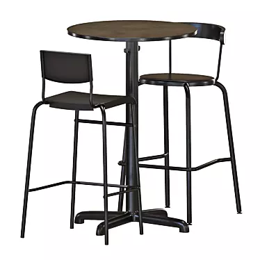 Modern Anthracite Bar Table Set 3D model image 1 