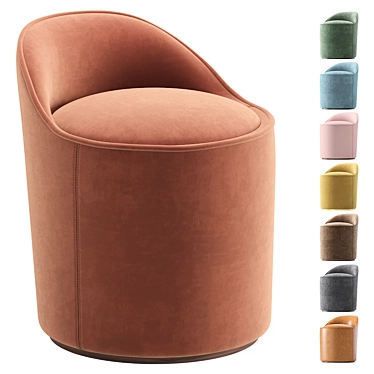 Elegant Small Velvet and Leather Armchair 3D model image 1 