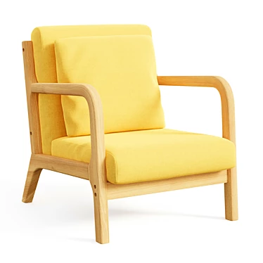 Elegant Mid-Century Linen Armchair 3D model image 1 