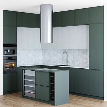 Modern Miele Kitchen Ensemble: CVA 7445 Coffee Machine, KM 6319 Cooktop, H 6860 Oven 3D model image 1 