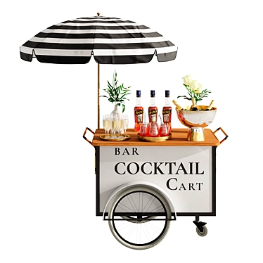 Mini Bar Cart: Compact Cocktail Delight 3D model image 1 