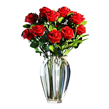 Elegant Red Rose Bouquet 3D model image 1 