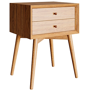 Elegant Woodsoft Bedside Table 3D model image 1 