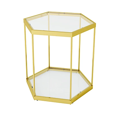 Gold Hexagon Hive Side Table 3D model image 1 