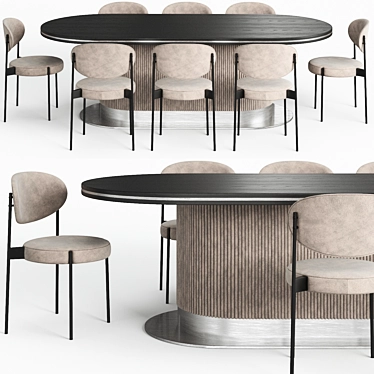 Elegant Ripple Table & Stylish 430 Chair 3D model image 1 