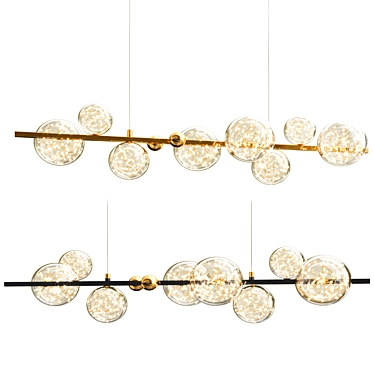 Gold & Black LED Chandelier 3D model image 1 