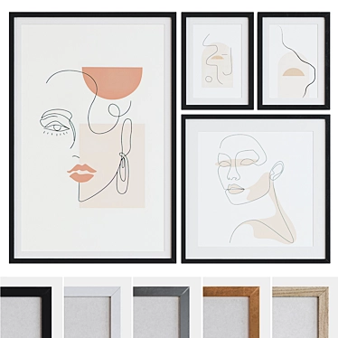 Abstract Faces Picture Frame Set 3D model image 1 