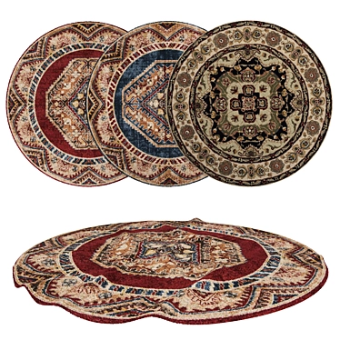 Stylish Round Rug Set - 6 Pieces 3D model image 1 