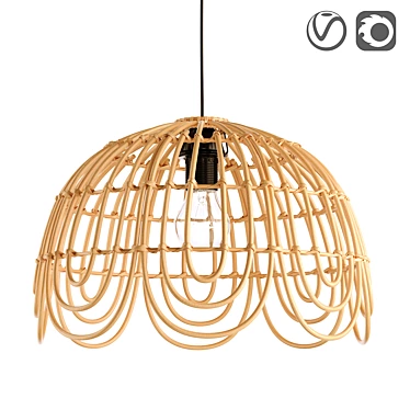 Natural Rattan Lampshade, Kapela 3D model image 1 