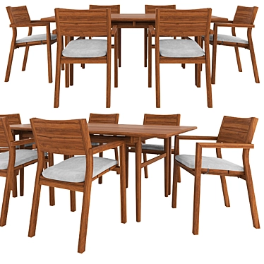 Elegant Outdoor Set: Kos Armchair & CH327 Dining Table 3D model image 1 