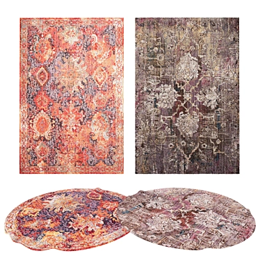 Versatile Rug Set: 4 Folded & 4 Flat Rugs 3D model image 1 