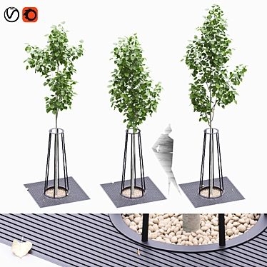 American Linden Seedlings in Tree Trunk Fence 3D model image 1 