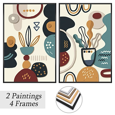 Masterful Paintings Set: With Multiple Frame Options 3D model image 1 