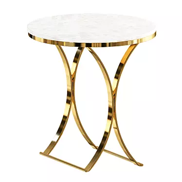 Marble & Gold Round Side Table 3D model image 1 