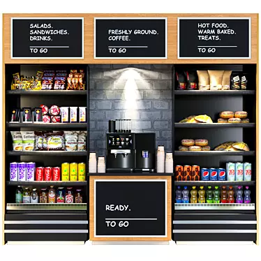 Supermarket Shelf: Coffee, Lemonade, Dessert, Sweets 3D model image 1 