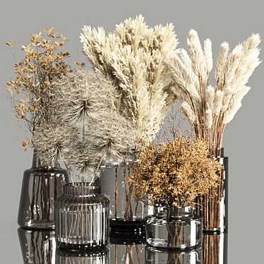 Elegant Dry Plants Bouquet 3D model image 1 