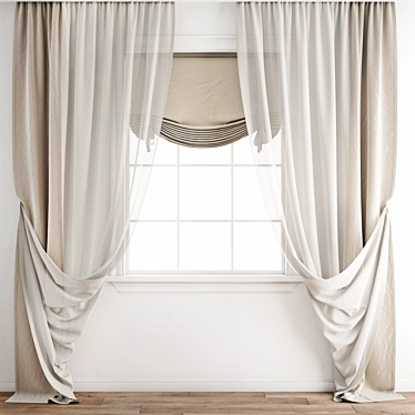 Modern Polygonal Curtain Set 3D model image 1 