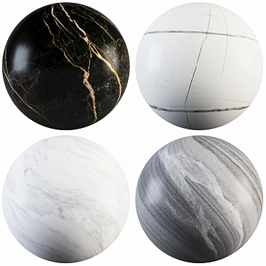 Marble Collection: Bianco Carrara, Sahara Noir, Port Gray, and Forest 3D model image 1 