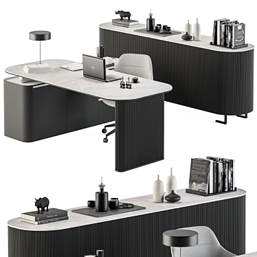 Executive Desk - Modern Black and Gray Office Furniture 3D model image 1 