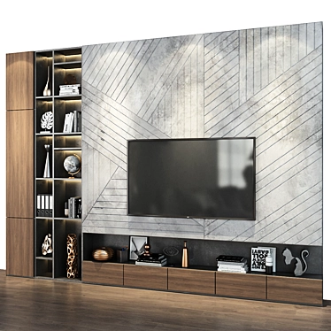 Sleek TV Wall | set 173 3D model image 1 