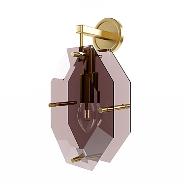 Elegant Brass Fume Glass Wall Sconce 3D model image 1 