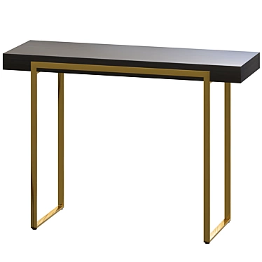 Black & Gold Wood Console: Elegant Accent for Entryway. 3D model image 1 