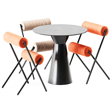 Stylish Roller Table and Elegant Guest Chairs 3D model image 1 