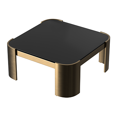 Elegant Brass and Black Glass Coffee Table 3D model image 1 