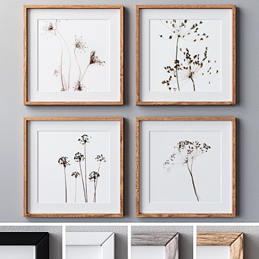Modern Wall Art Set with 4 Frame Colors 3D model image 1 