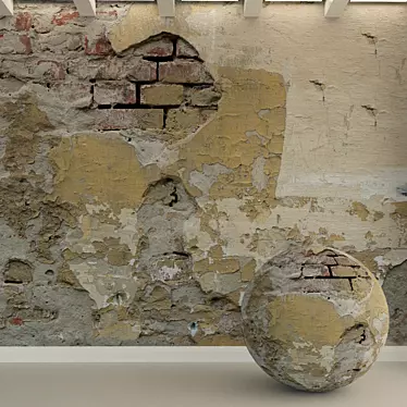 Title: Rustic Concrete Wall: Old Plaster 3D model image 1 