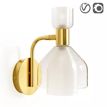 Elegant Brass & Tinted Glass Wall Lamp 3D model image 1 