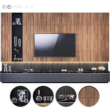 Modern TV Wall Design Set 3D model image 1 